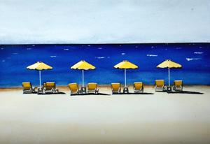 Rhodes, Greece,Aegean Sea. Watercolor 30x40 cm. By Georgi Slavin