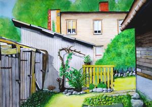 Raatuse Str. Watercolor, liner, 30x40 cm. By Georgi Slavin