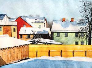 Supilinn. Watercolor, 30x40 cm. By Georgi Slavin