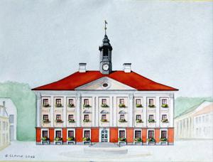 Town Hall. Watercolor, 24x30 cm By Georgi Slavin