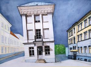 Raekoja Square. Watercolor, 30x40 cm By Georgi Slavin