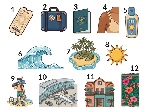 Beach holidays | A1 free English vocabulary exercises