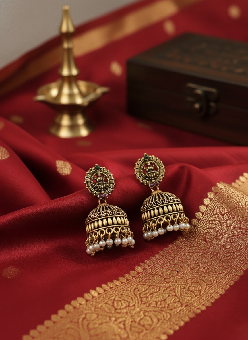Antique Temple Jhumka Earrings