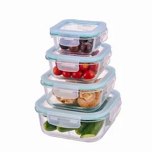 حاويات زجاجية لتخزين الطعام مع أغطية محكمة الإغلاق - خالية من مادة BPA، مانعة للتسرب وقابلة للتكديس، حاويات طعام، صندوق تخزين، صندوق غداء ساخن بسعر رائع 3