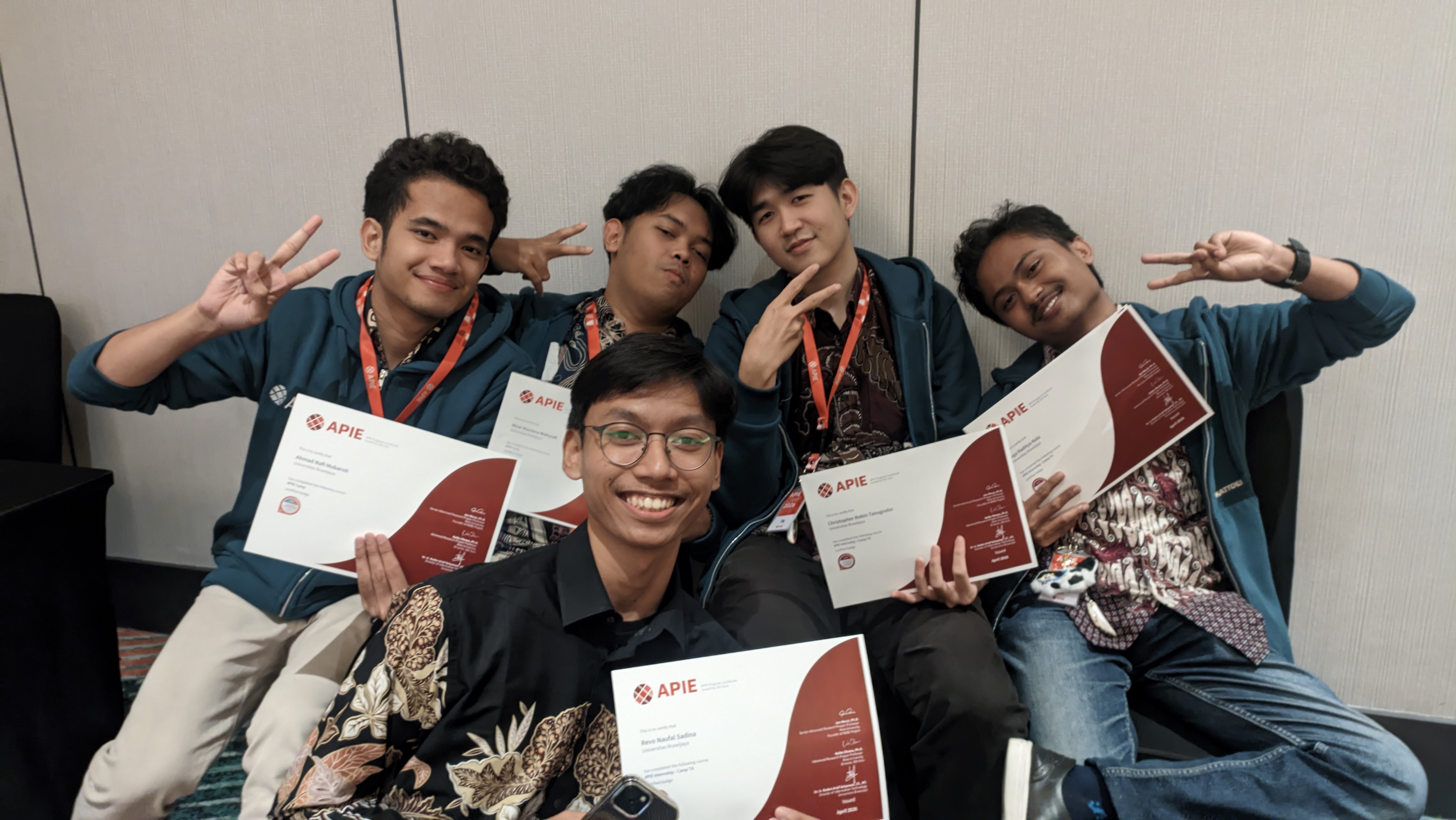 with beloved friends of mine, from left to right: nafi, revo, nizar, robin, and me.