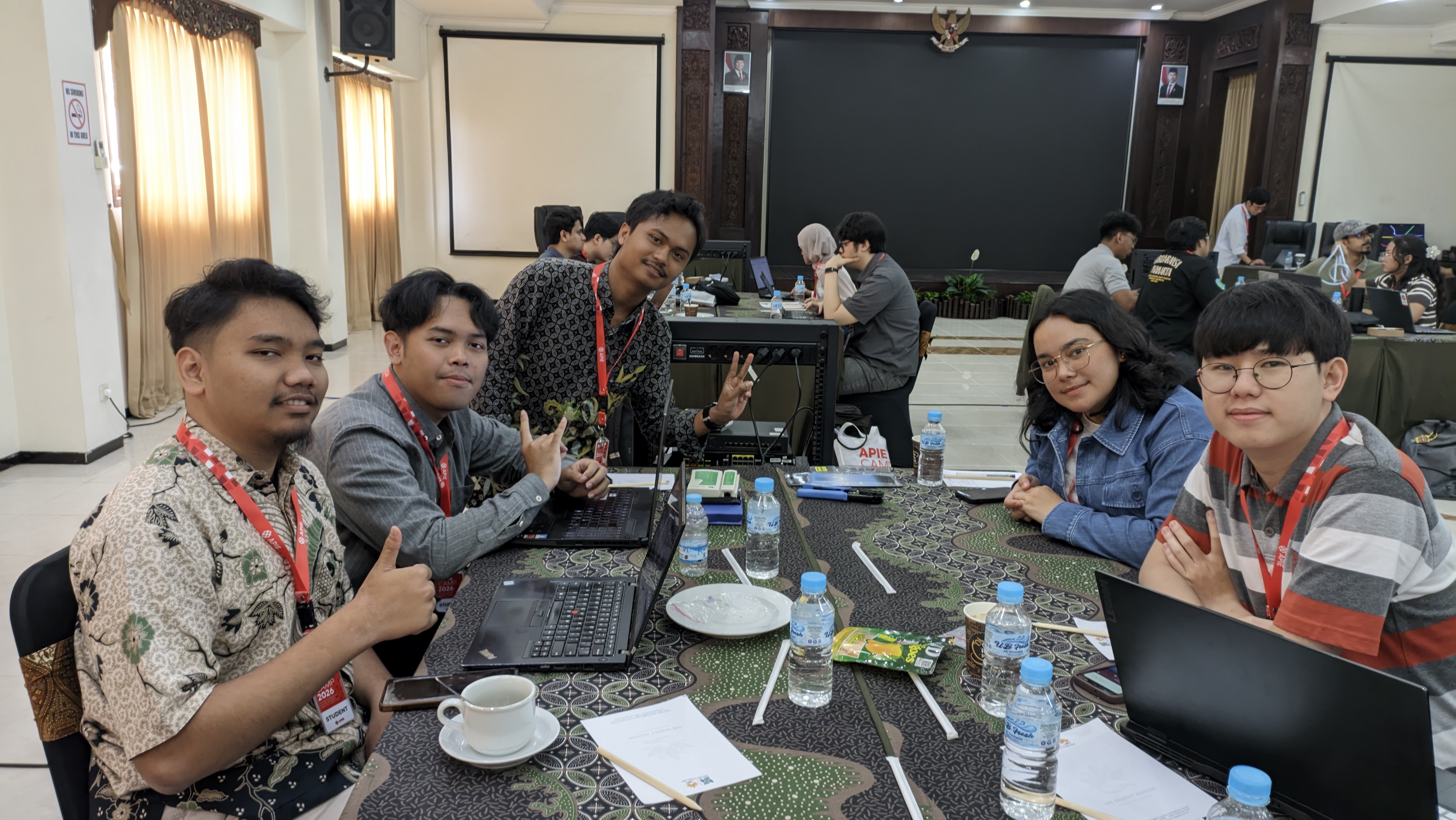 our group photograph, from left to right: omar, nizar, me, adelfa, and wen-wen.