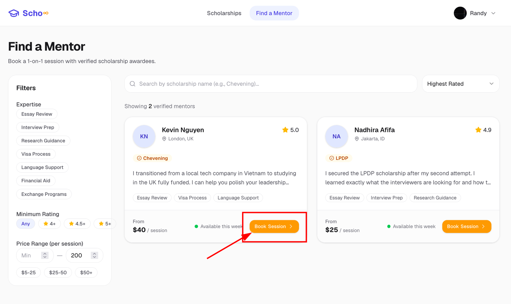find any mentor page.