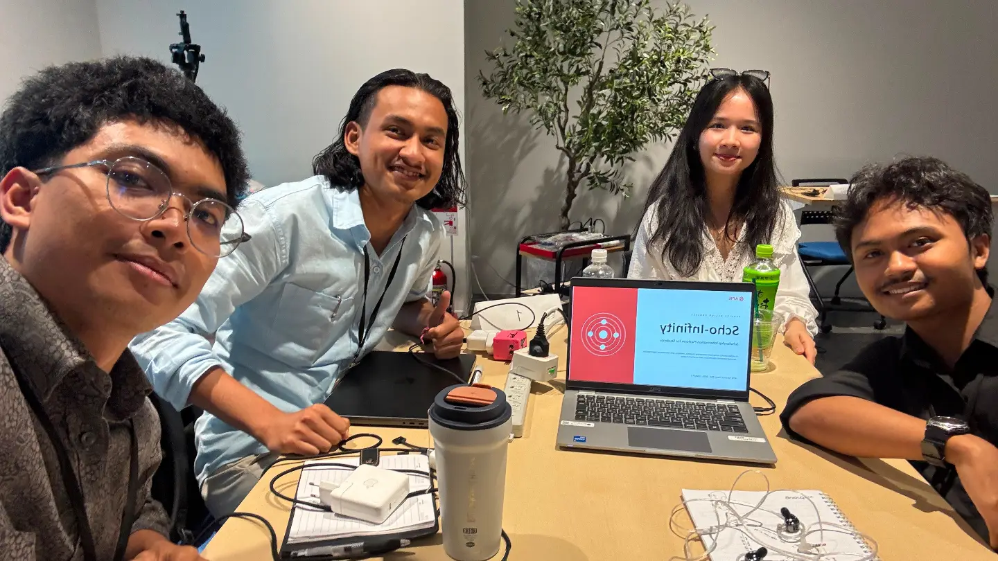 my beloved team members, from left to right: randy, apil, chloe, and me.