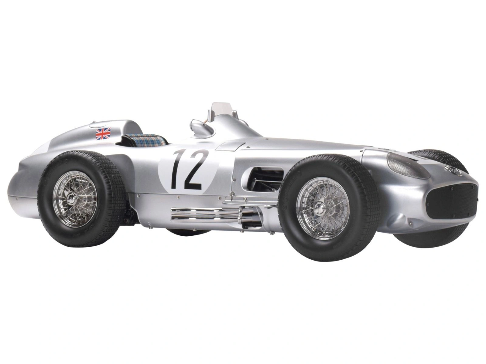 Front-side view of an assembled Mercedes-Benz W196 R Stirling Moss 1/8 scale model