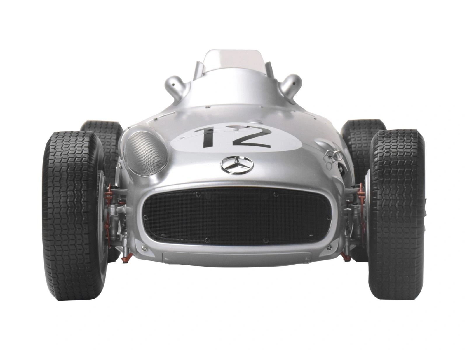 Front view of an assembled Mercedes-Benz W196 R Stirling Moss 1/8 scale model