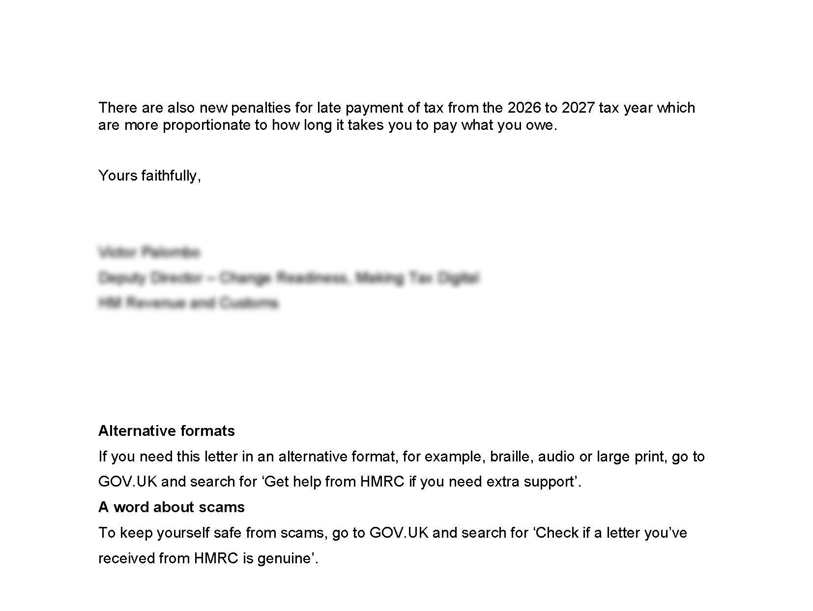 HMRC Letter MTD 2
