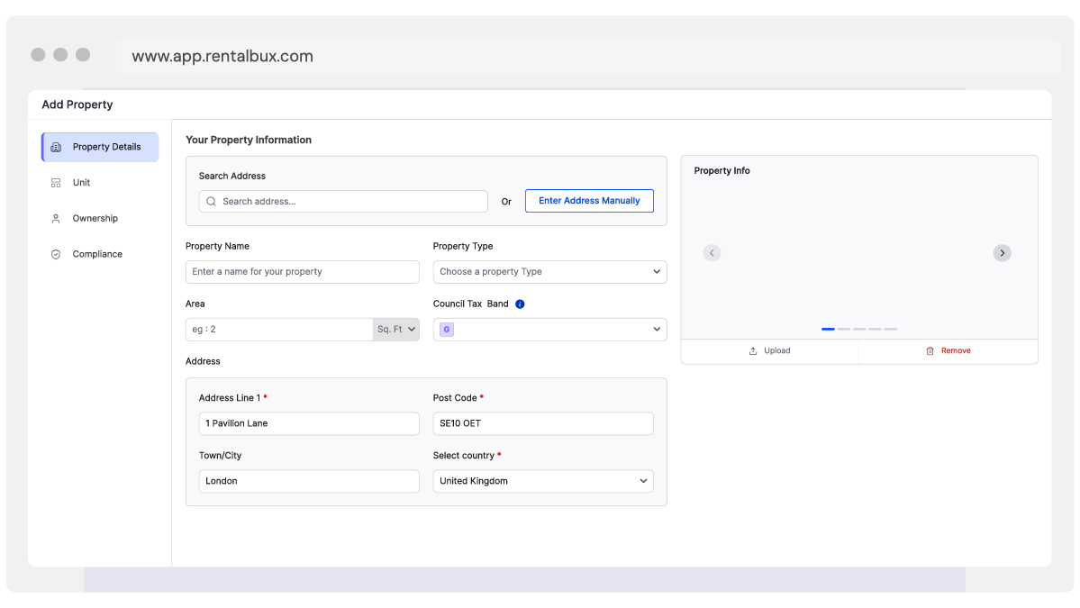 Adding properties and recording rental income