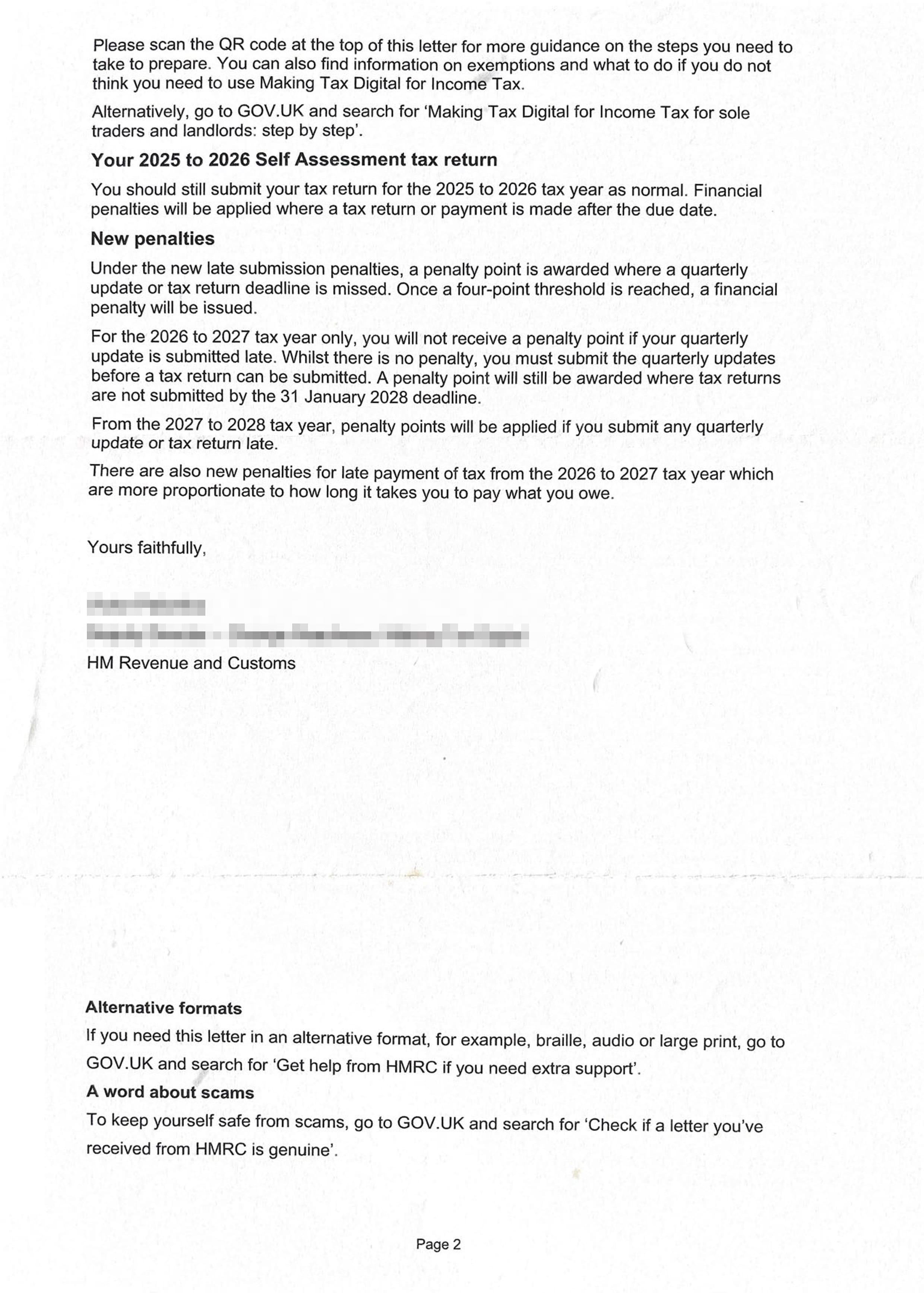 HMRC Letter 1