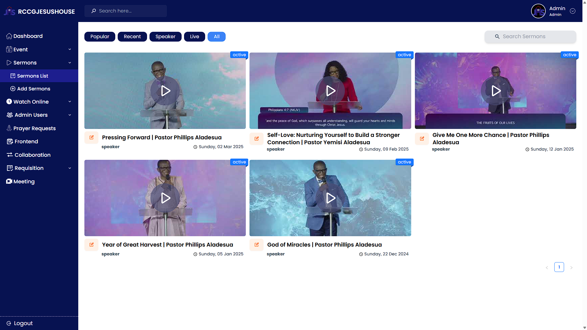 RCCG Jesus House | Dashboard - 3