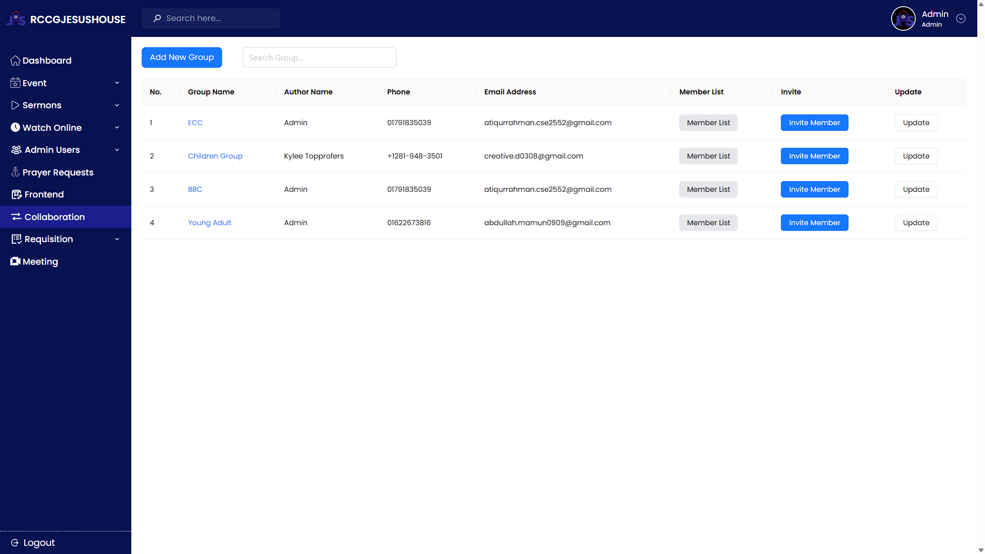 RCCG Jesus House | Dashboard - 7