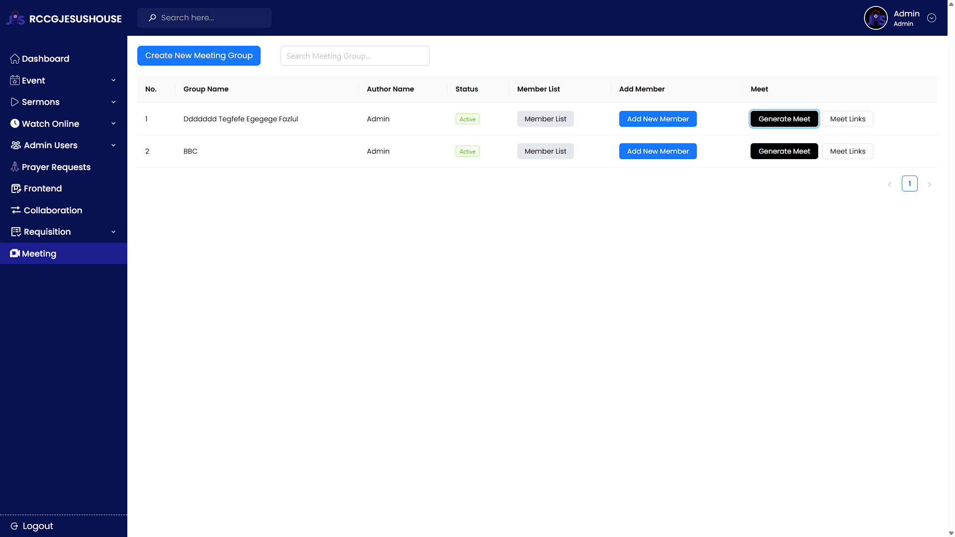 RCCG Jesus House | Dashboard - 9