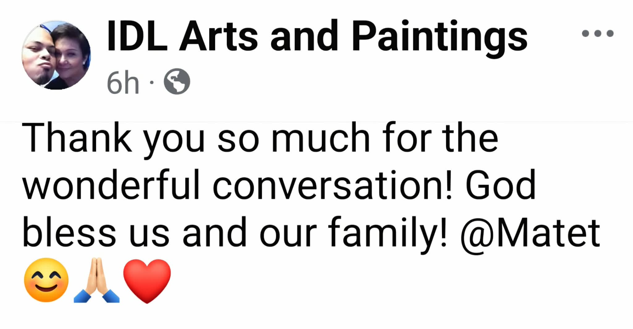Ian de Leon Facebook post thanking Matet for a wonderful conversation