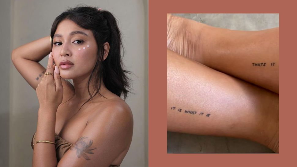 Nadine Lustre leg tattoos — That's It and It Is What It Is by 55 Tinta Studio