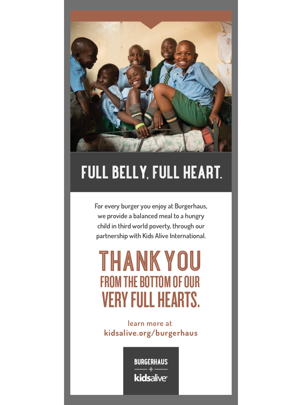 Burgerhaus Full Belly, Full Heart Campaign