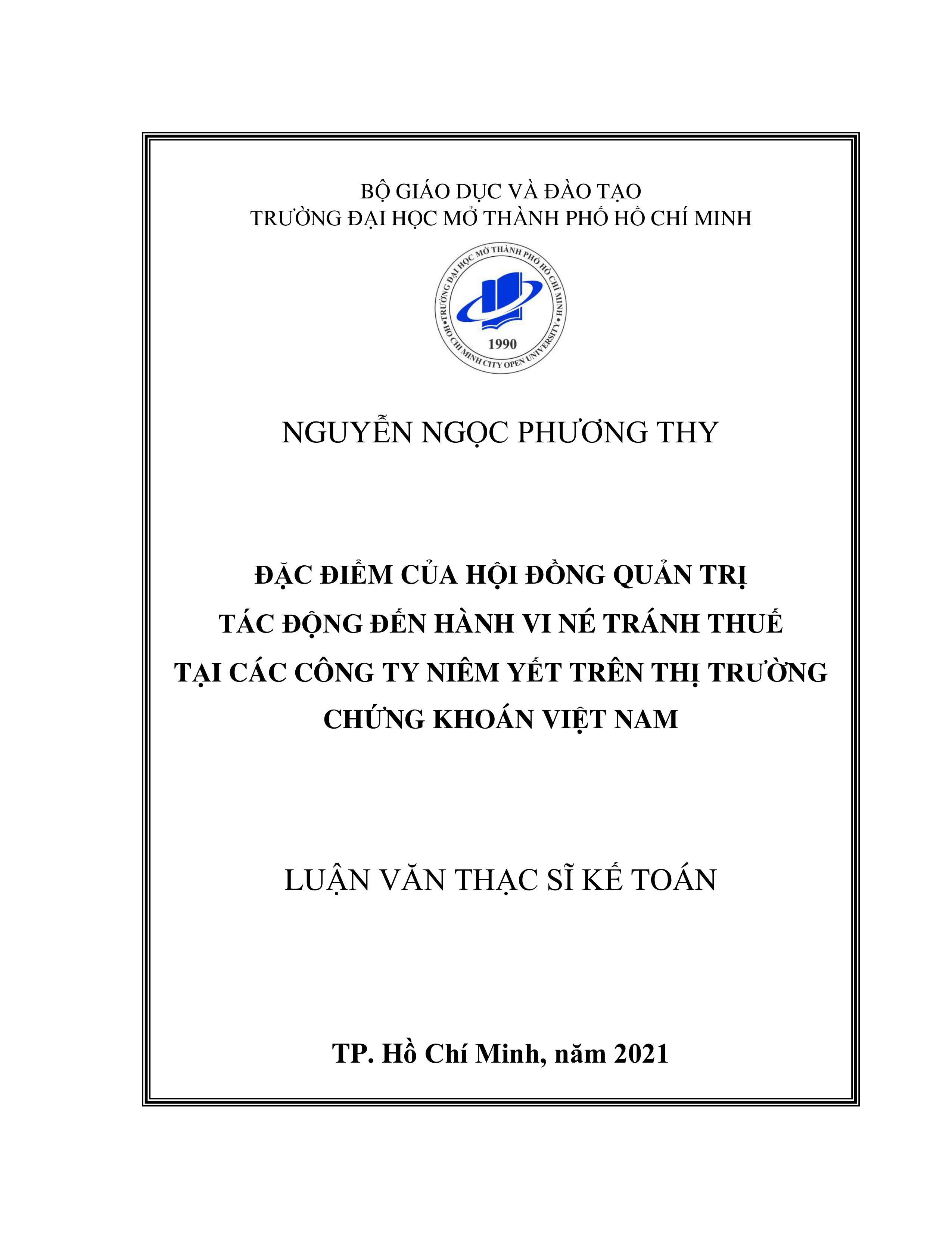 Đặc điểm của hội đồng quản trị tác động đến hành vi né tránh thuế tại các công ty niêm yết trên thị trường chứng khoán Việt Nam