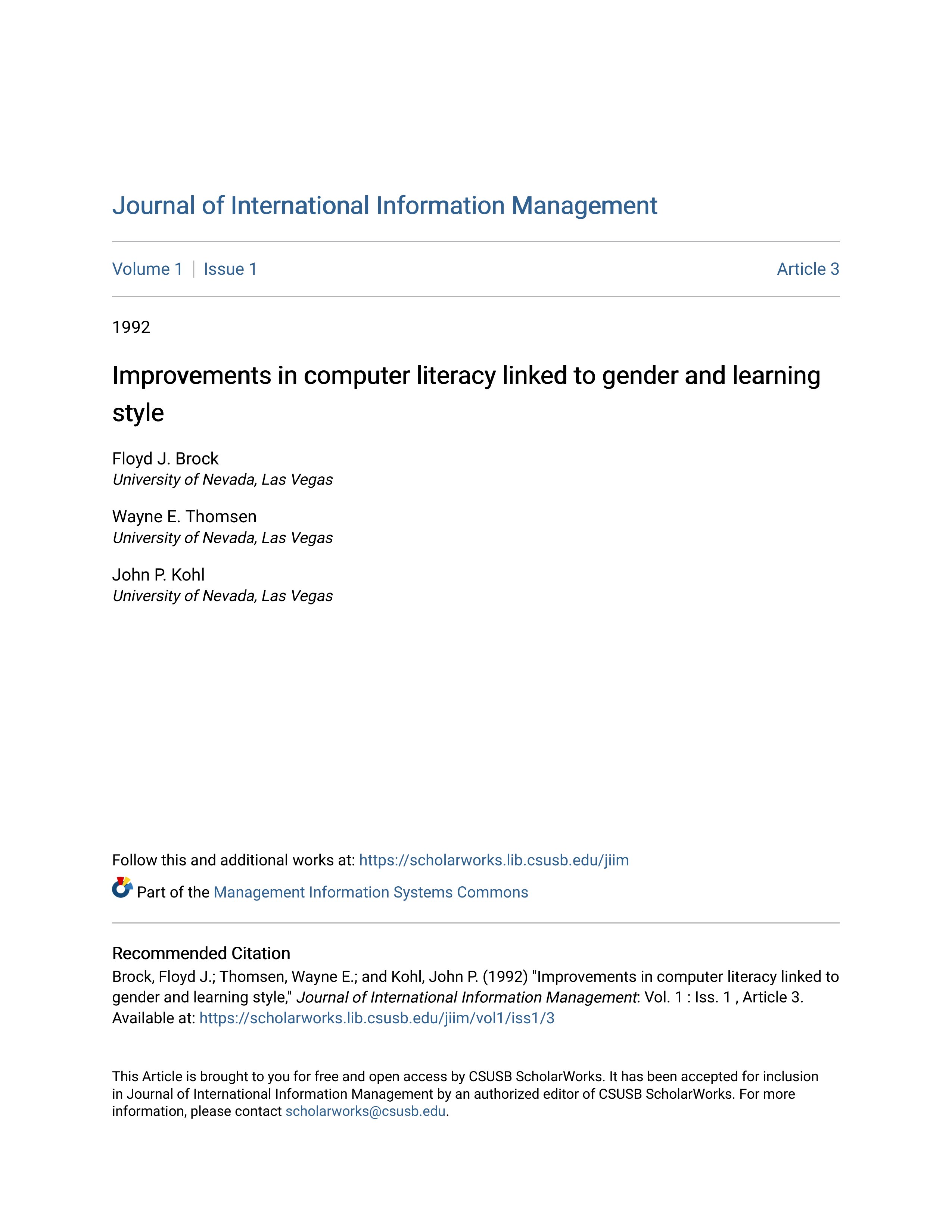 Improvements in computer literacy linked to gender and learning s