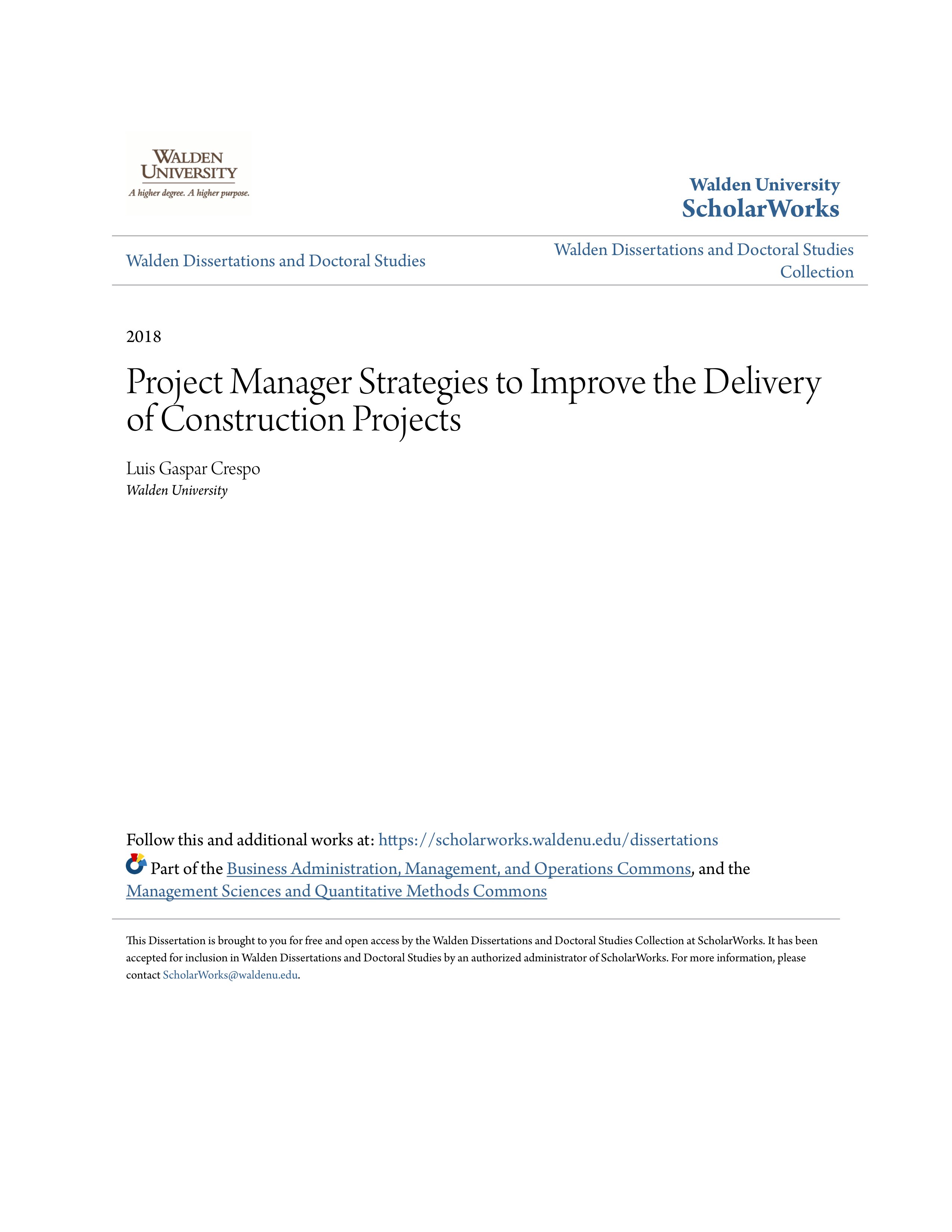 Project Manager Strategies to Improve the Delivery of Constructio