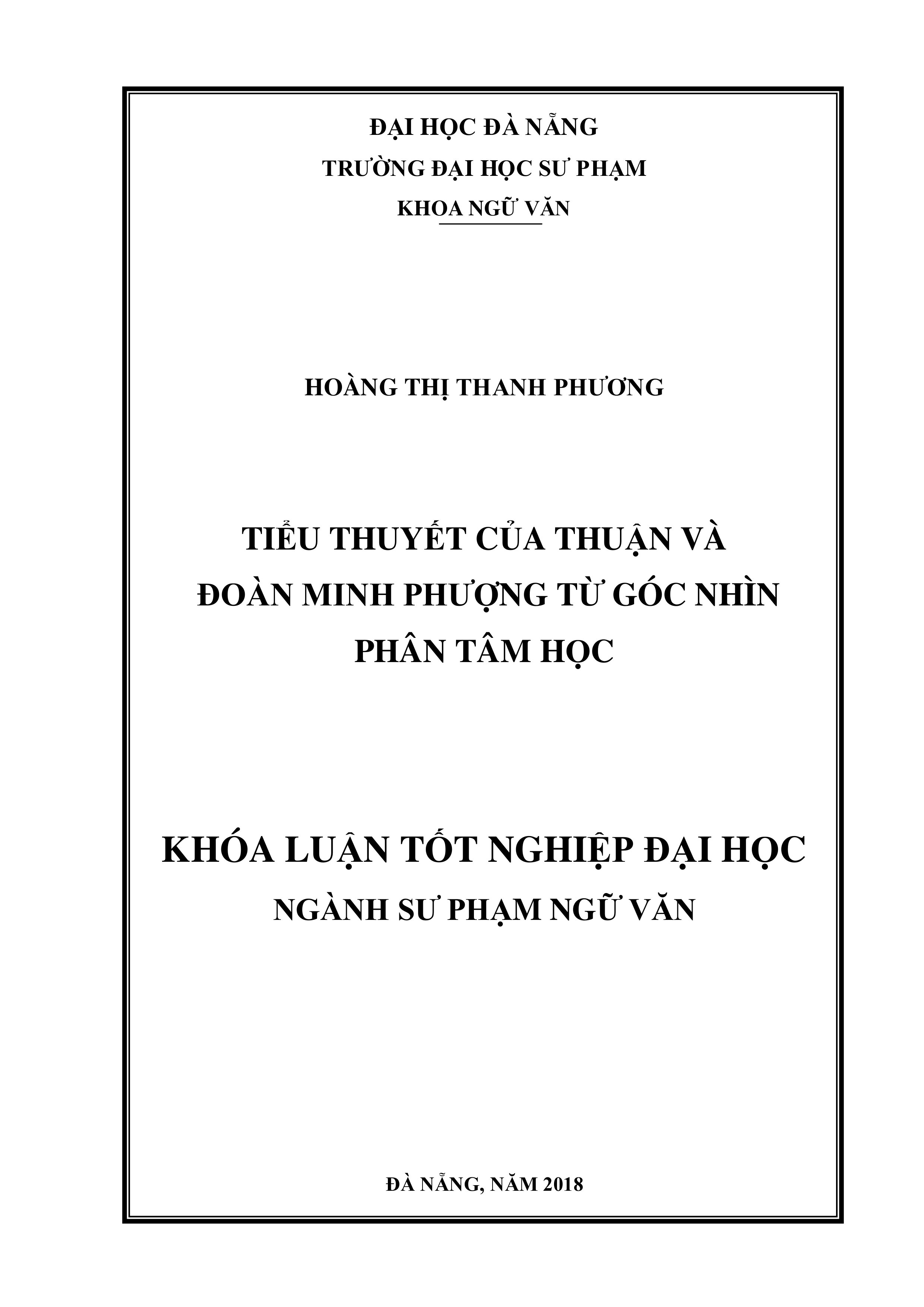 Tiểu thuyết của thuận và đoàn minh phượng từ góc nhìn phân tâm học