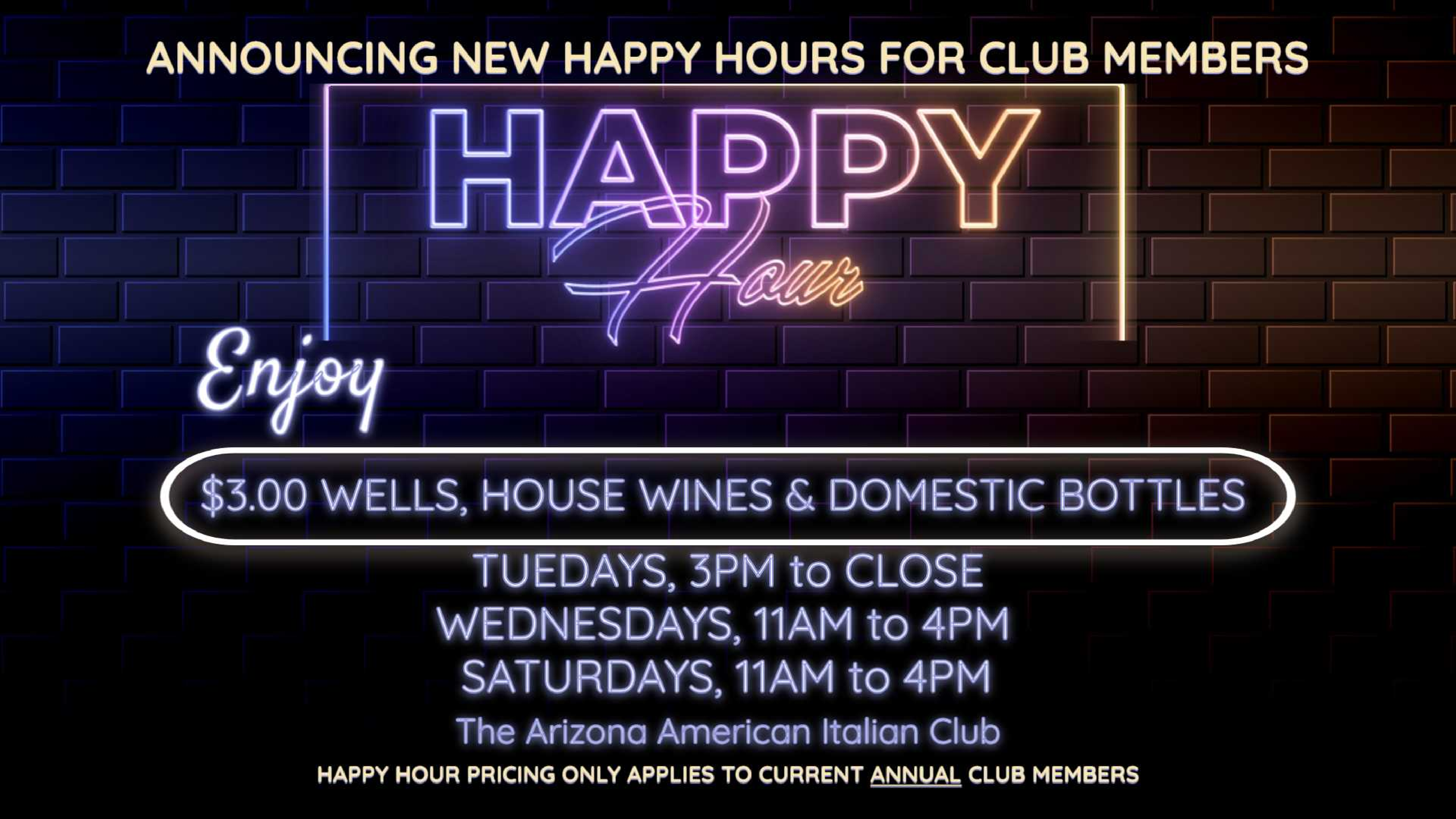 Saturday Happy Hour!