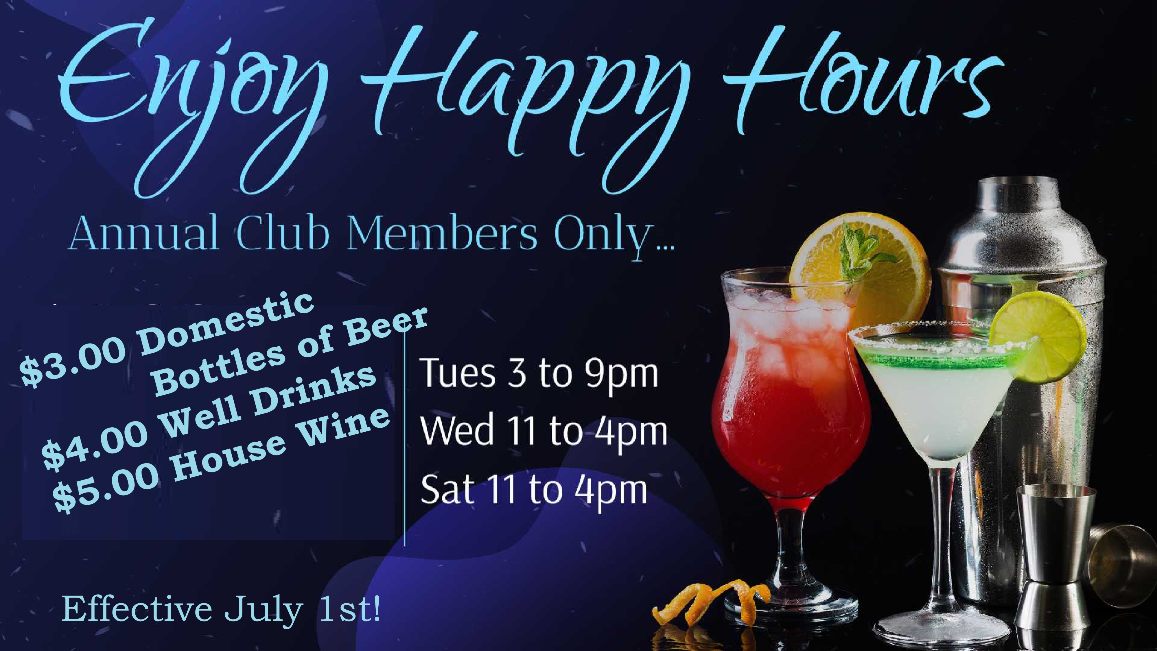 Saturday Happy Hour!