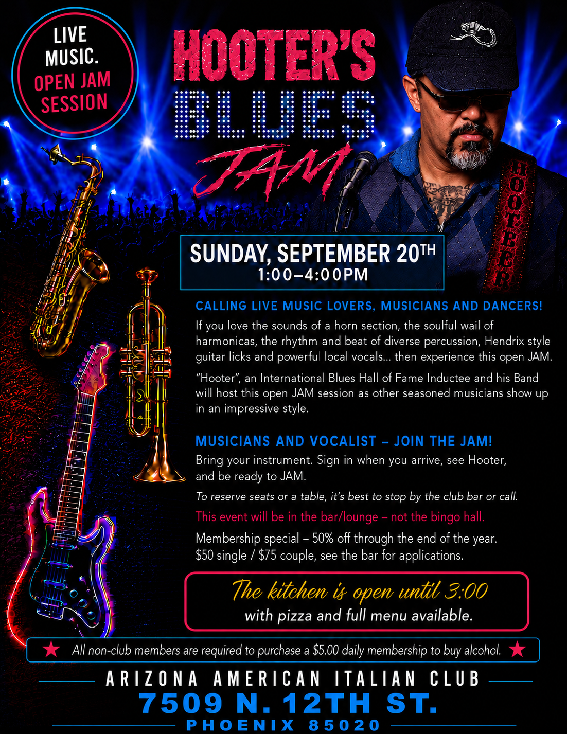 Hooters Blues Jam 1pm- 4pm