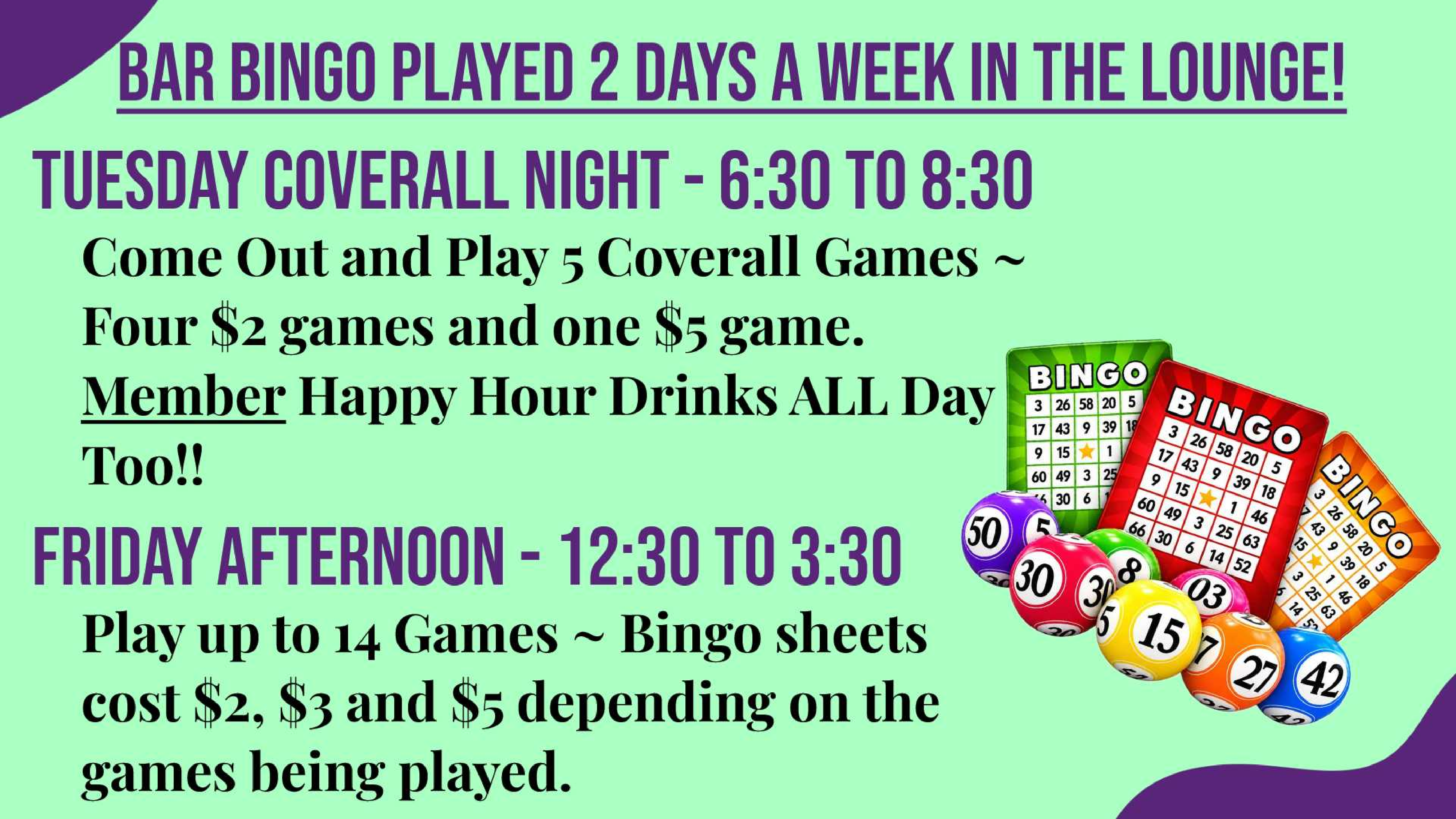 Tuesday Night ~ Bar Bingo!