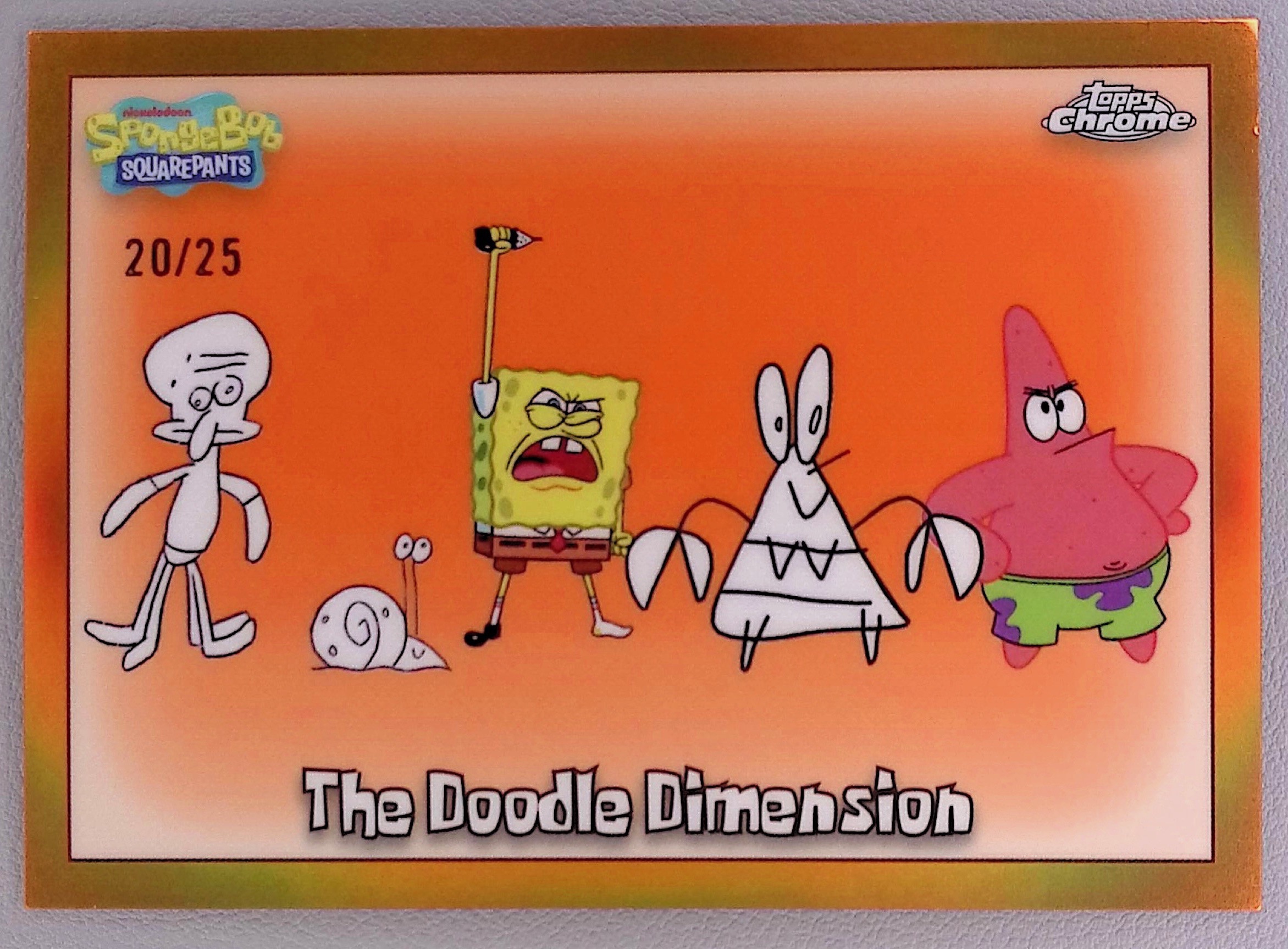 2025 Topps Chrome SpongeBob 25th Anniversary The Doodle Dimension Orange /25 #16