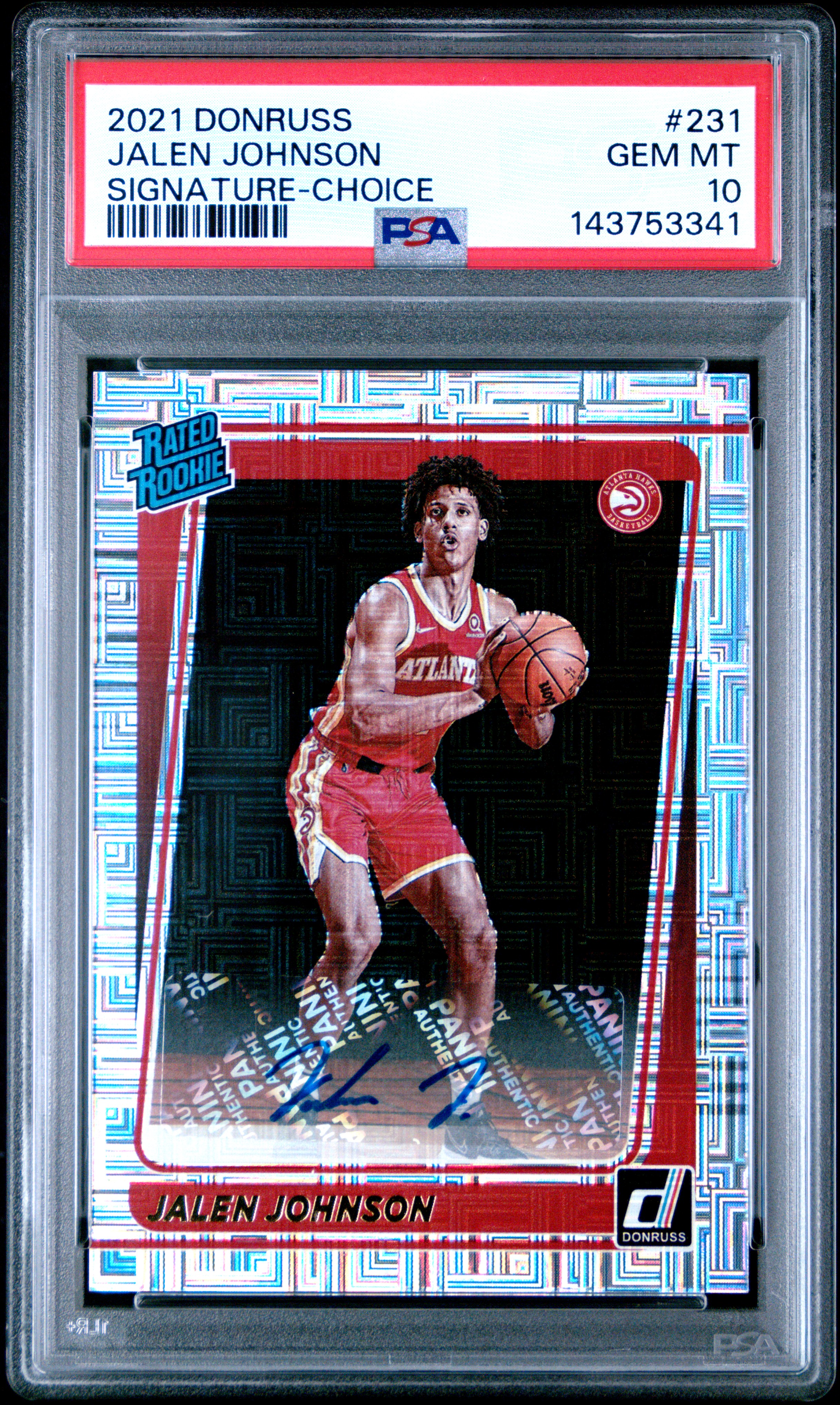 2021 Panini Donruss Jalen Johnson Rookie Auto Signature Choice #231 PSA 10