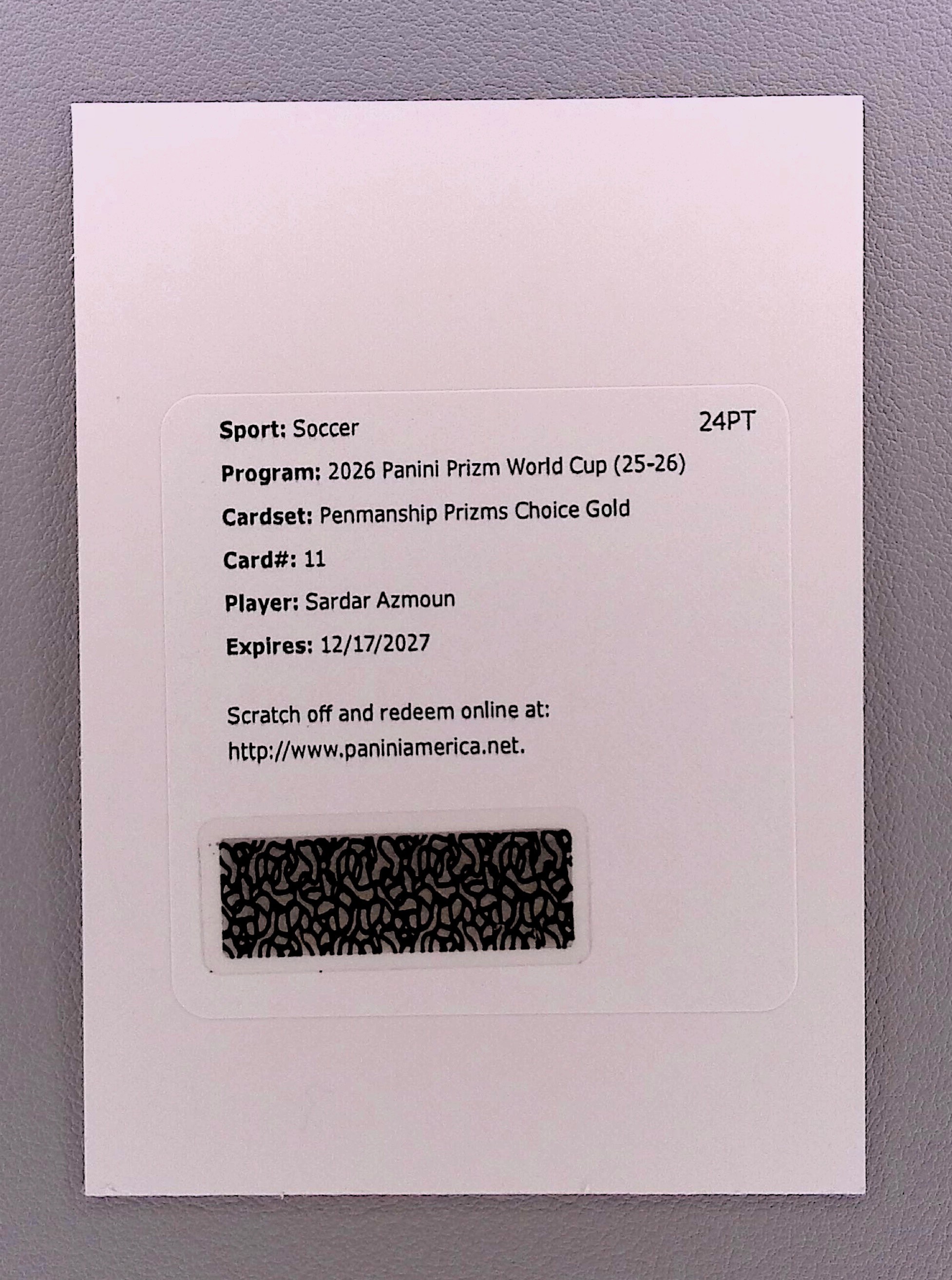 2026 Panini Prizm FIFA World Cup Sadar Amzmoun Penmanship Gold Choice Auto /10