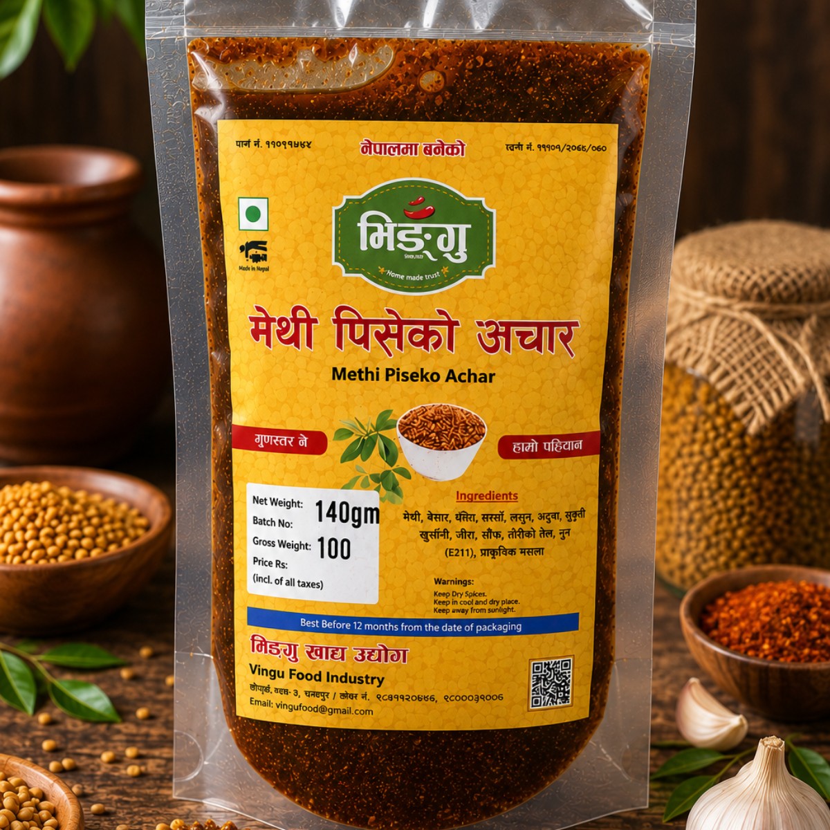 “Methi Piseko Achar”मेथी पिसेको अचार