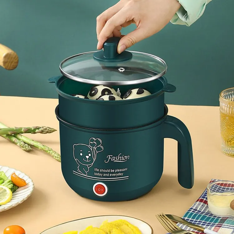 KIYU Electric Cooking Pot Multifunction Non-stick Pan Double Layer Cooker Machine Egg Boiler Electric Mo Mo Maker
