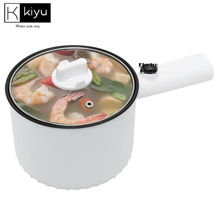 KIYU Electric Hot Pot Rapid Noodles Cooker, Non-Stick Hot Pot Electric Cooking Pan for Soup,Pasta, Steak, Perfect for Dorm and Camping, Steamer