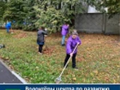 Волонтёры центра по развитию добровольческого движения и общественных инициатив провели субботник на территории городского объекта