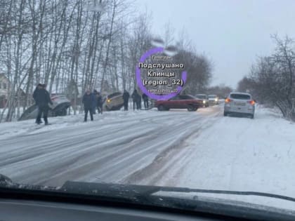 Под Клинцами на заснеженной дороге в массовом ДТП разбились три автомобиля