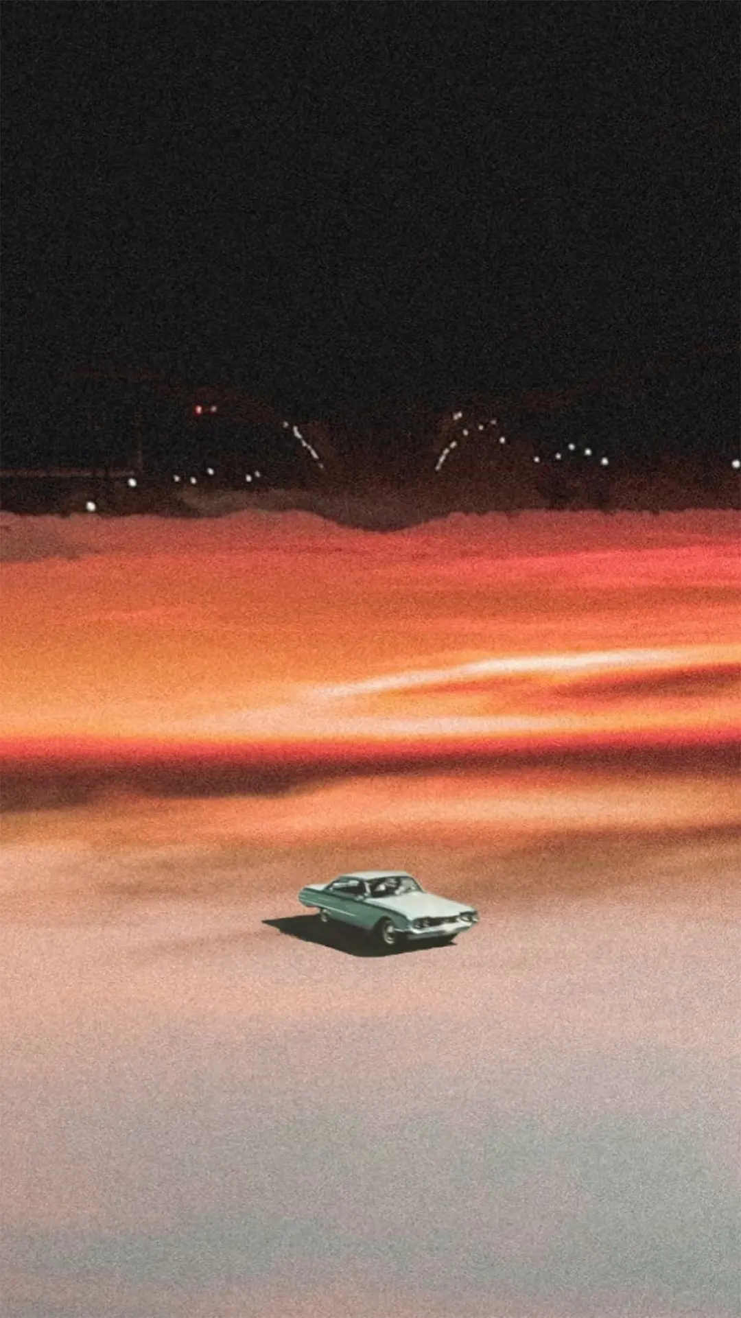 Vintage Car Red Sunset Aesthetic Wallpaper