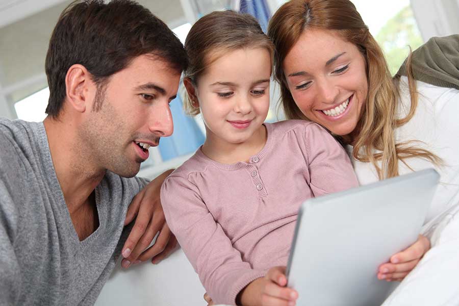 parents guiding kid