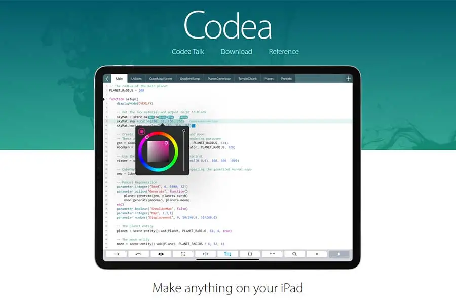 Codea game development tool