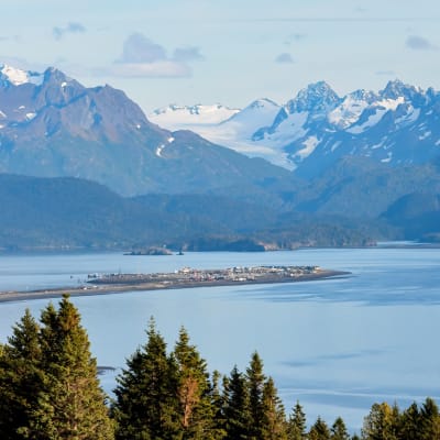 Homer Spit and Kachemak Bay below the Kenai Mountains, Homer, Alaska
