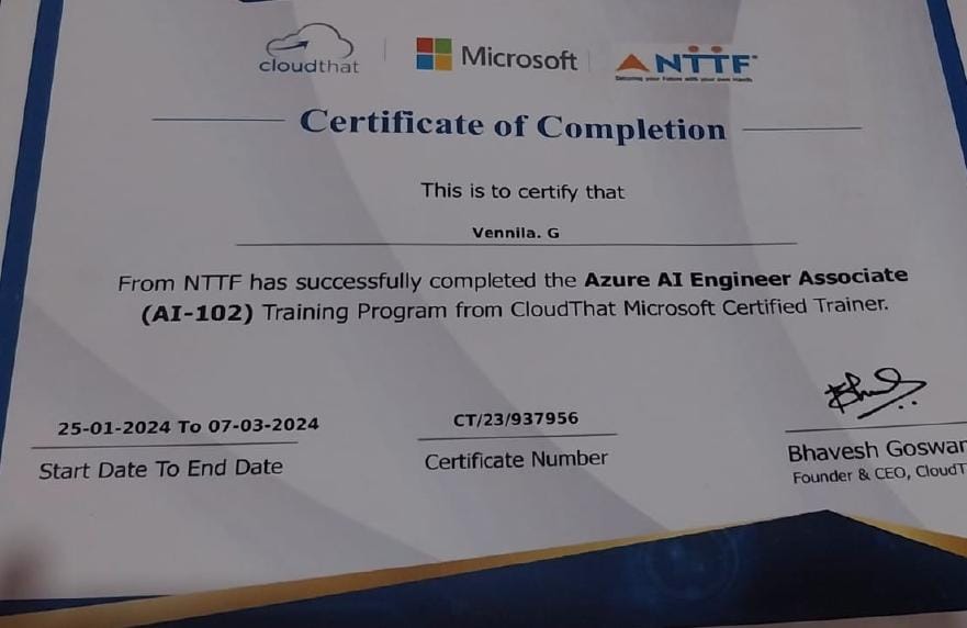 Microsoft Azure Fundamentals Certificate