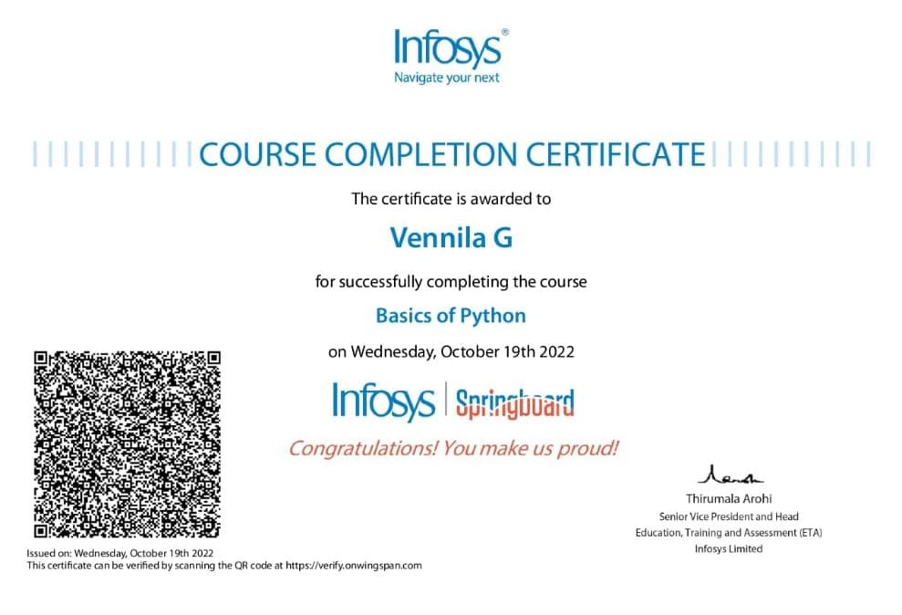 Basics of Python Certificate