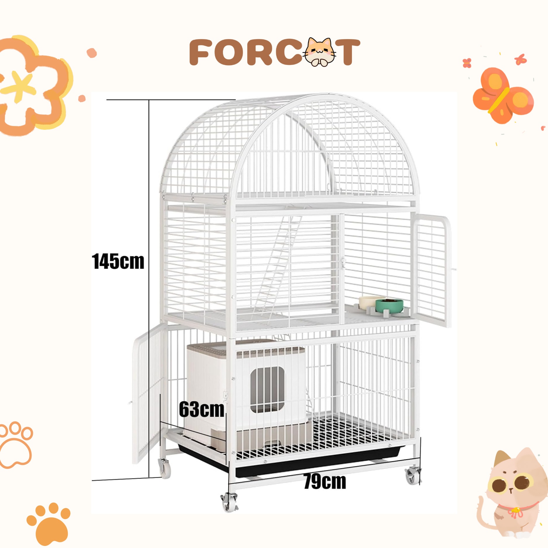 Lồng mèo nan ống 3 tầng