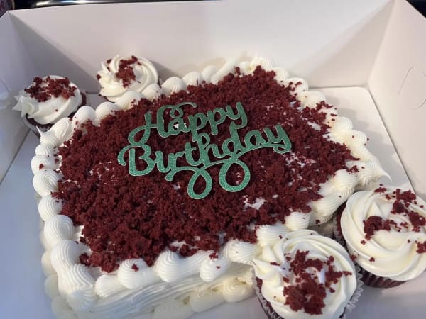 Red velvet pull-apart cupcake cake for birthdays by Christy's Cakes Whiteville NC