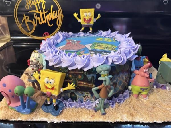 Custom SpongeBob SquarePants themed birthday cake by Christy's Cakes Whiteville NC