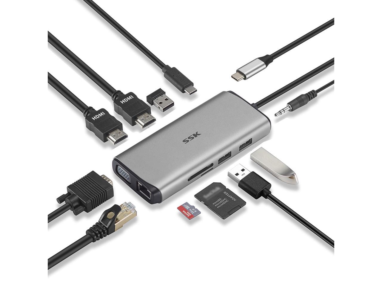 Docking Station Type-C 11 em 1 com HDMI 4K e Leitor de Cartões