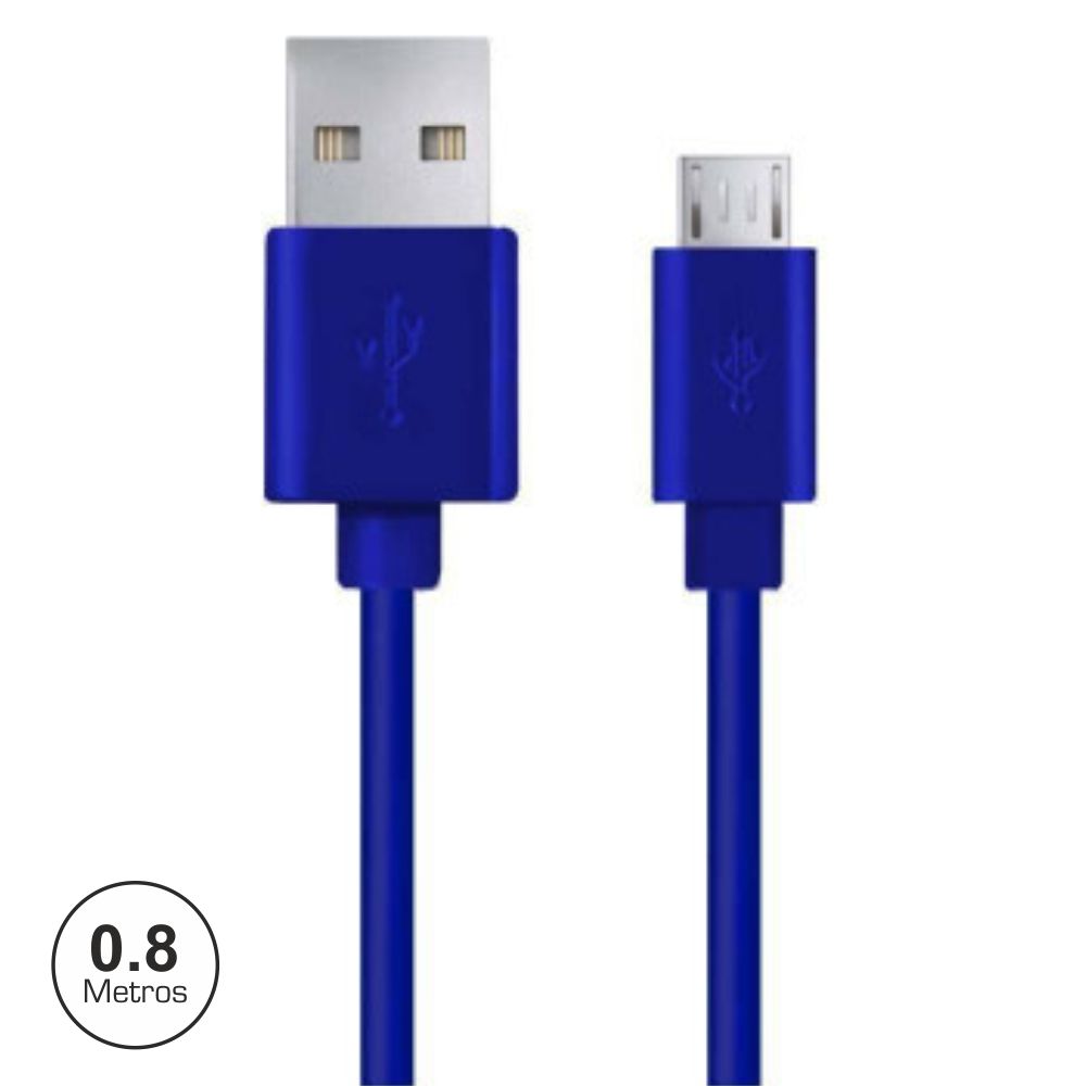 Cabo USB-A para Micro USB-B 0.8M Azul 